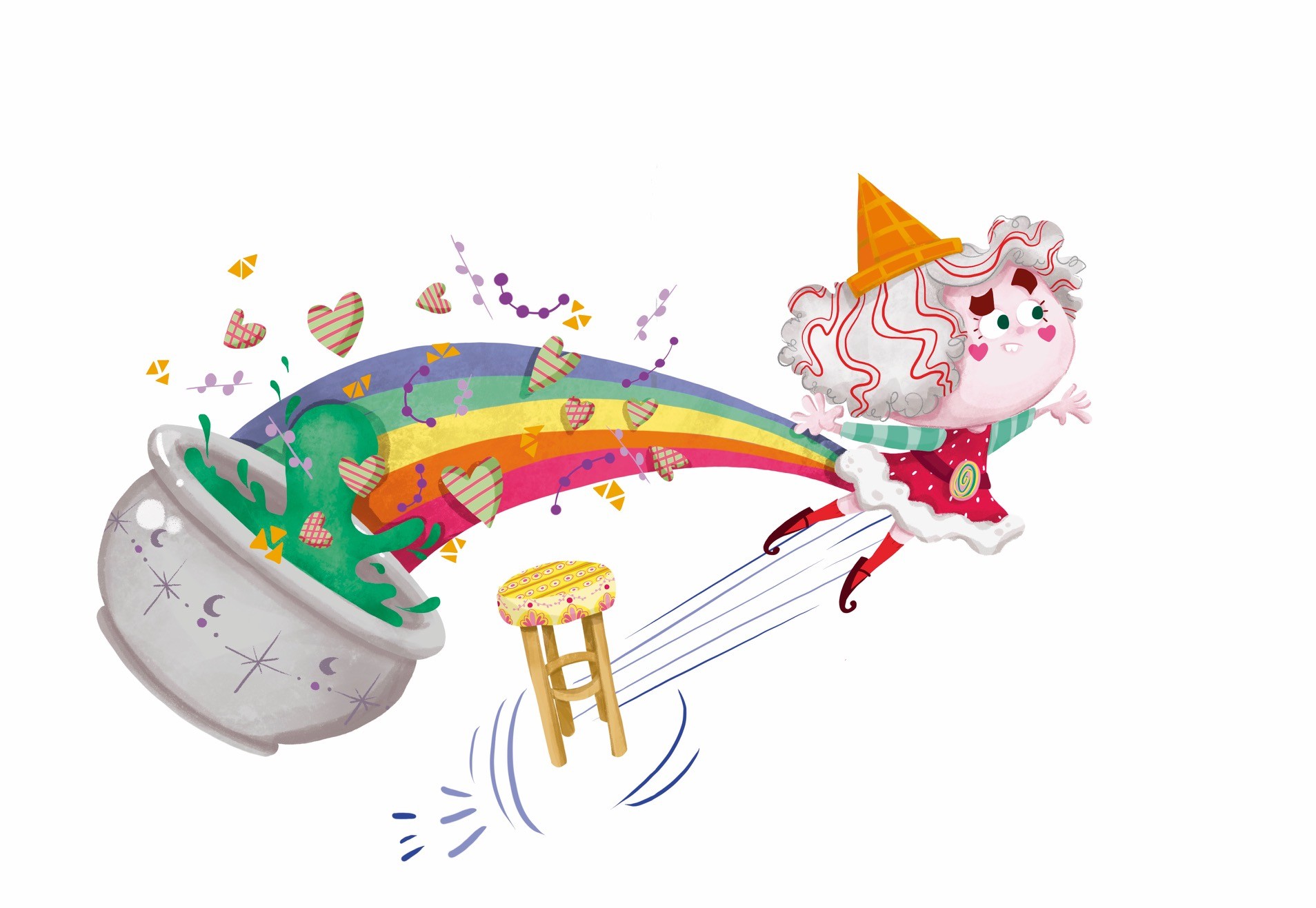 La burja Piruleta salta de un taburete